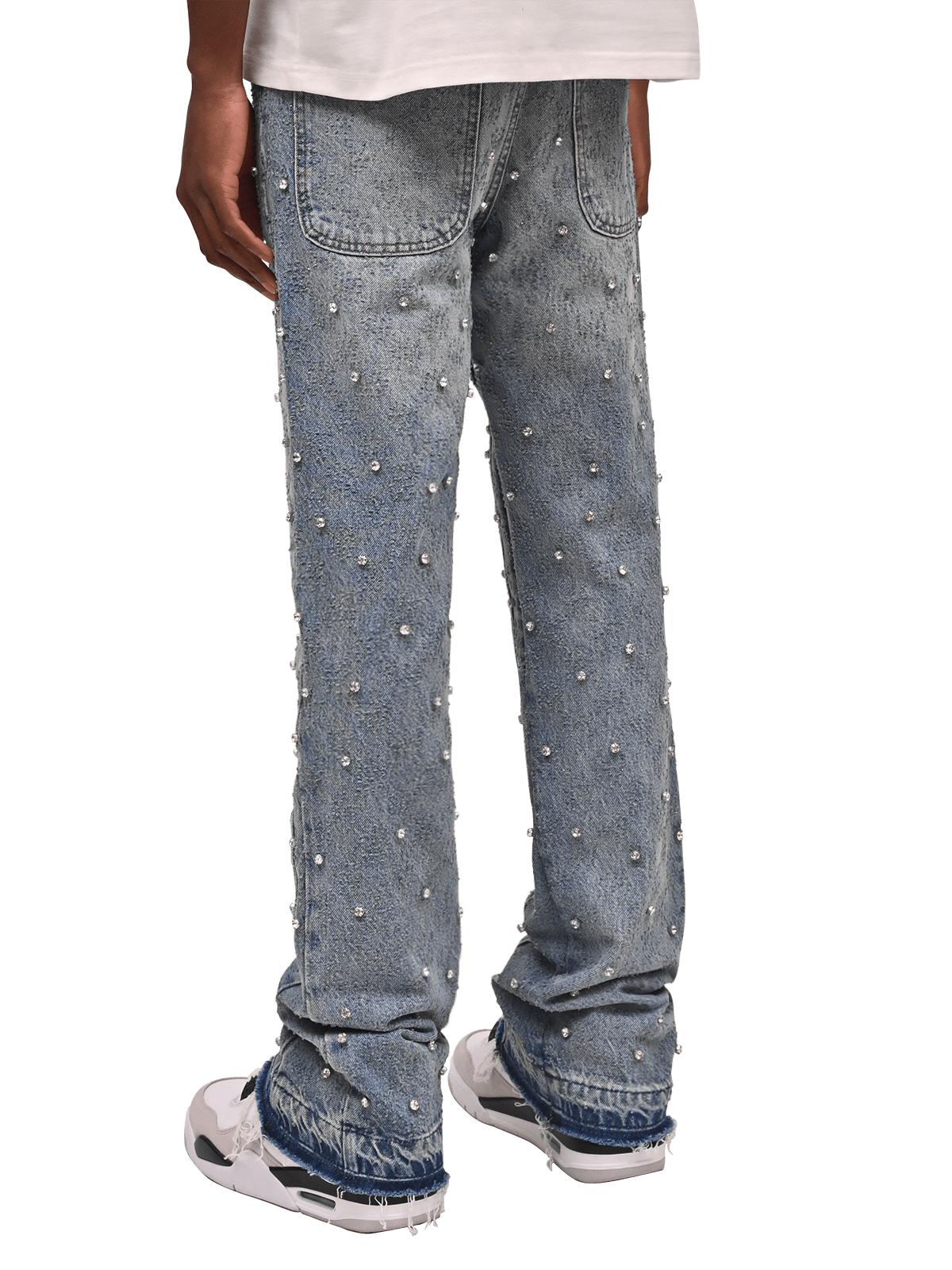 Rhinestone Flare Denim - Light Stone