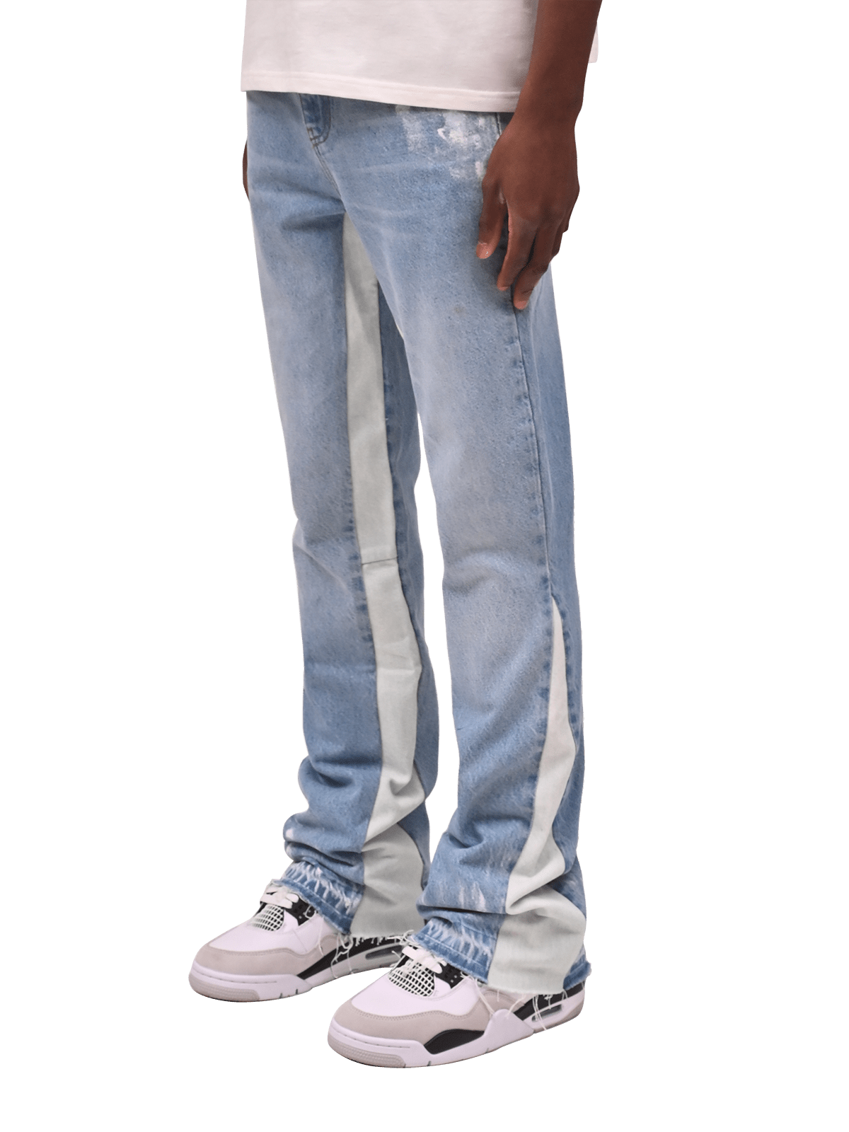 Flare Track Denim - Light Stone